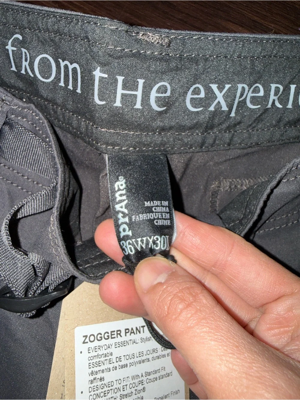 NWT prAna Zogger Pant Men’s 36x30 Stretch Zion Cargo Jogger Gray Hiking